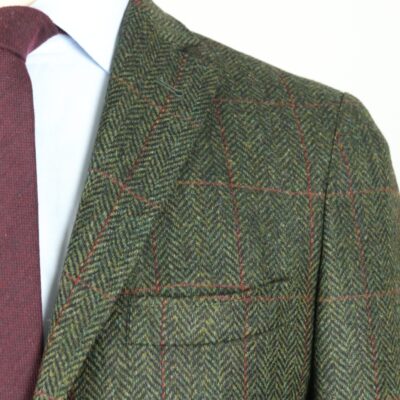Chaqueta verde cuadro ventana bolsillo parche