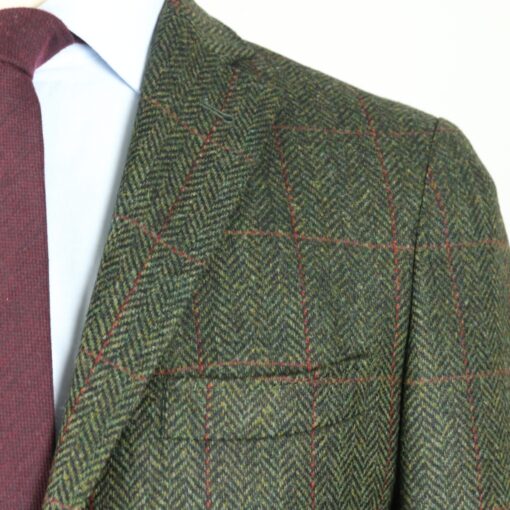 Chaqueta verde cuadro ventana bolsillo parche