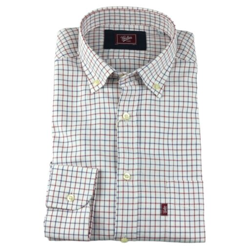 Camisa cuadros algodón burdeos y azul - Imagen 2