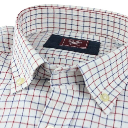 Camisa cuadros algodón burdeos y azul - Imagen 3