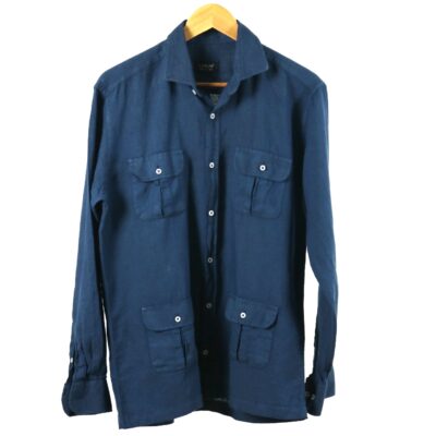 Camisa 4 bolsillos tintada marino