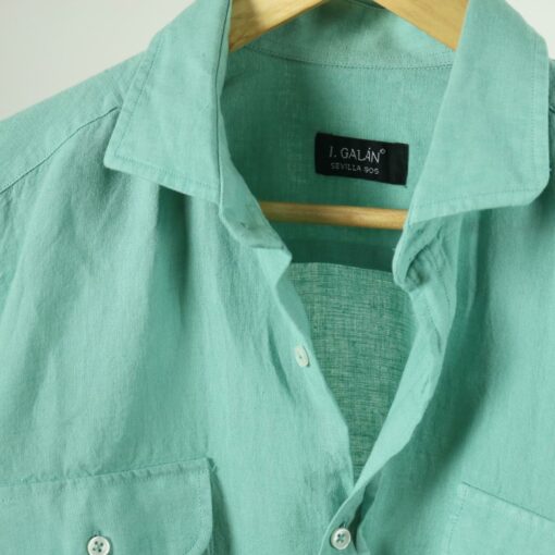 Camisa 4 bolsillos tintada verde agua - Imagen 2