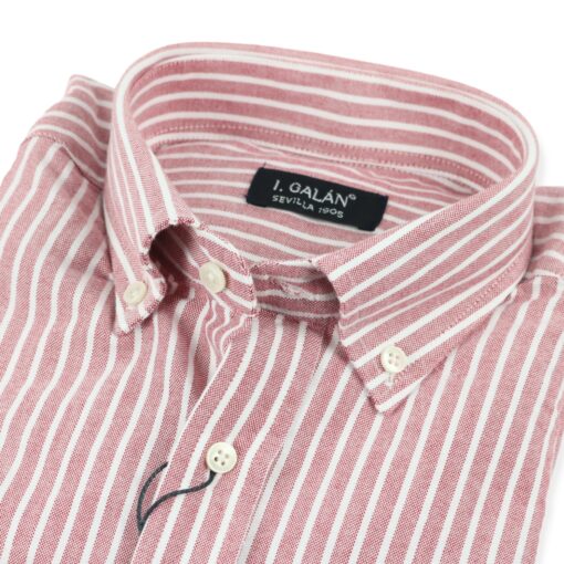 Camisa Oxford burdeos con barra blanca - Imagen 2