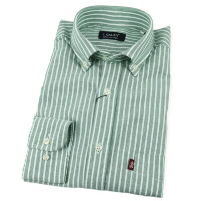 Camisa Oxford verde con barra blanca