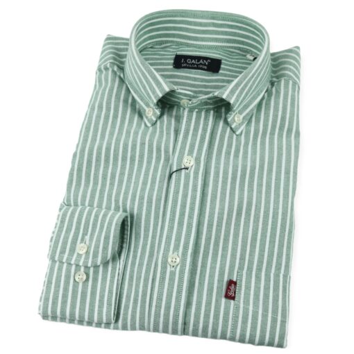 Camisa Oxford verde con barra blanca