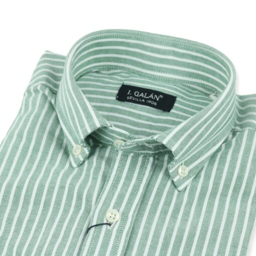 Camisa Oxford verde con barra blanca - Imagen 2