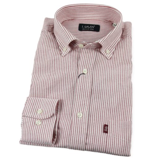 Camisa Oxford rayas burdeo y blanca