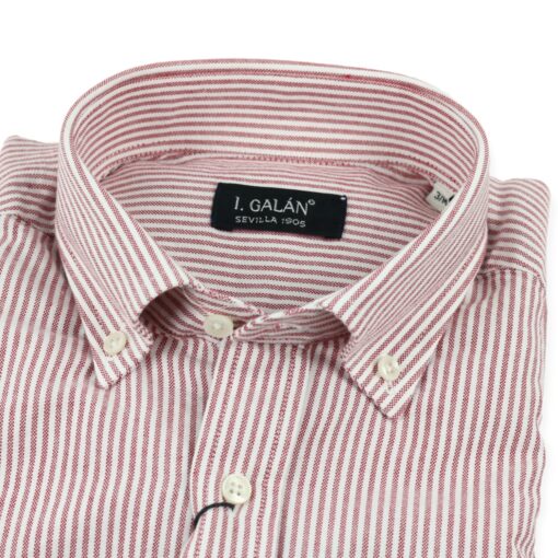 Camisa Oxford rayas burdeo y blanca - Imagen 2