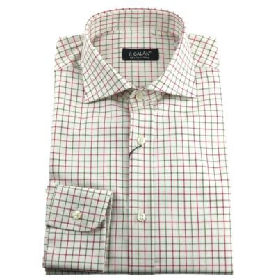 Camisa de cuadros para corbata grana y verde