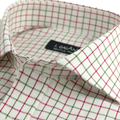 Camisa de cuadros para corbata grana y verde - Imagen 2
