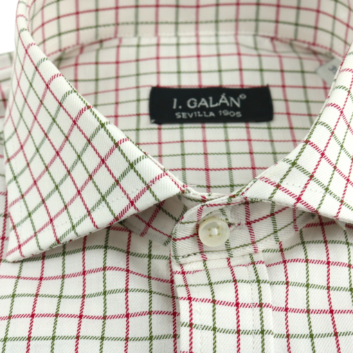 Camisa de cuadros para corbata grana y verde - Imagen 3
