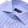 Camisa azul fil a fil con barra blanca puño doble - Imagen 4