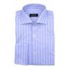 Camisa azul fil a fil con barra blanca puño doble - Imagen 3