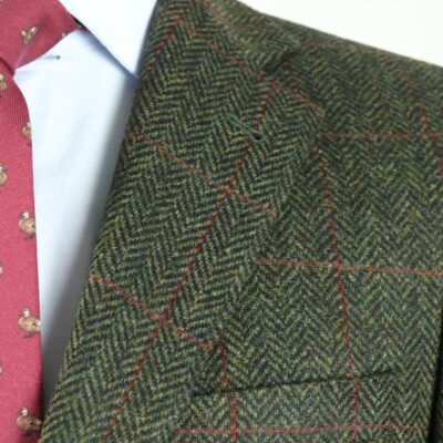 Chaqueta de espigas verde con cuadro ventana