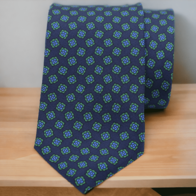 Corbata seda flor azul