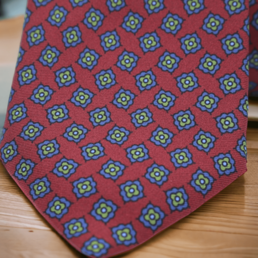 Corbata seda flor burdeos - Imagen 3
