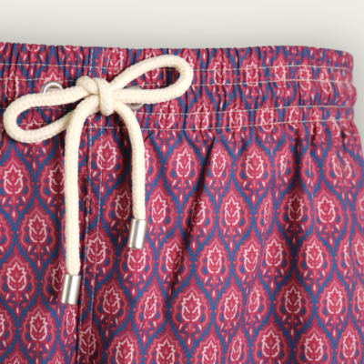 Bañador Flor azul y grana