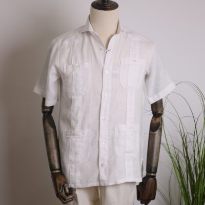 Guayabera de lino manga corta