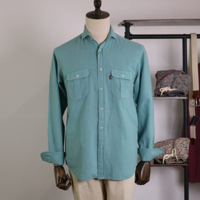 Chaqueta verde cuadro ventana bolsillo parche